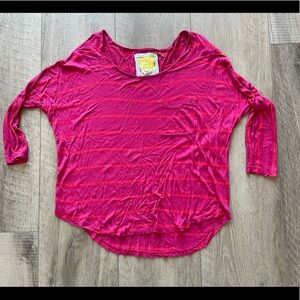 Bella Bird Striped Dolman Pocket Tee Size Small